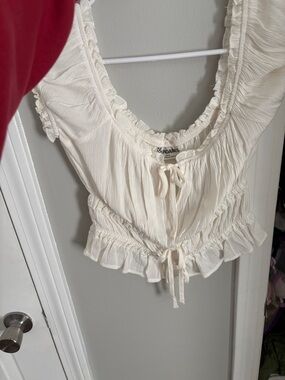 No Boundaries Cream Ruffled Crop Top